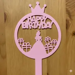 Prenses Temalı Pasta Süsü Pembe