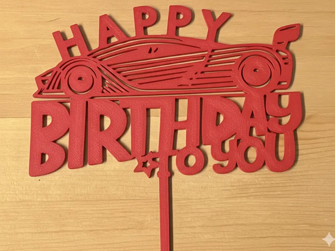 Araba Temalı Pasta Süsü Kırmızı