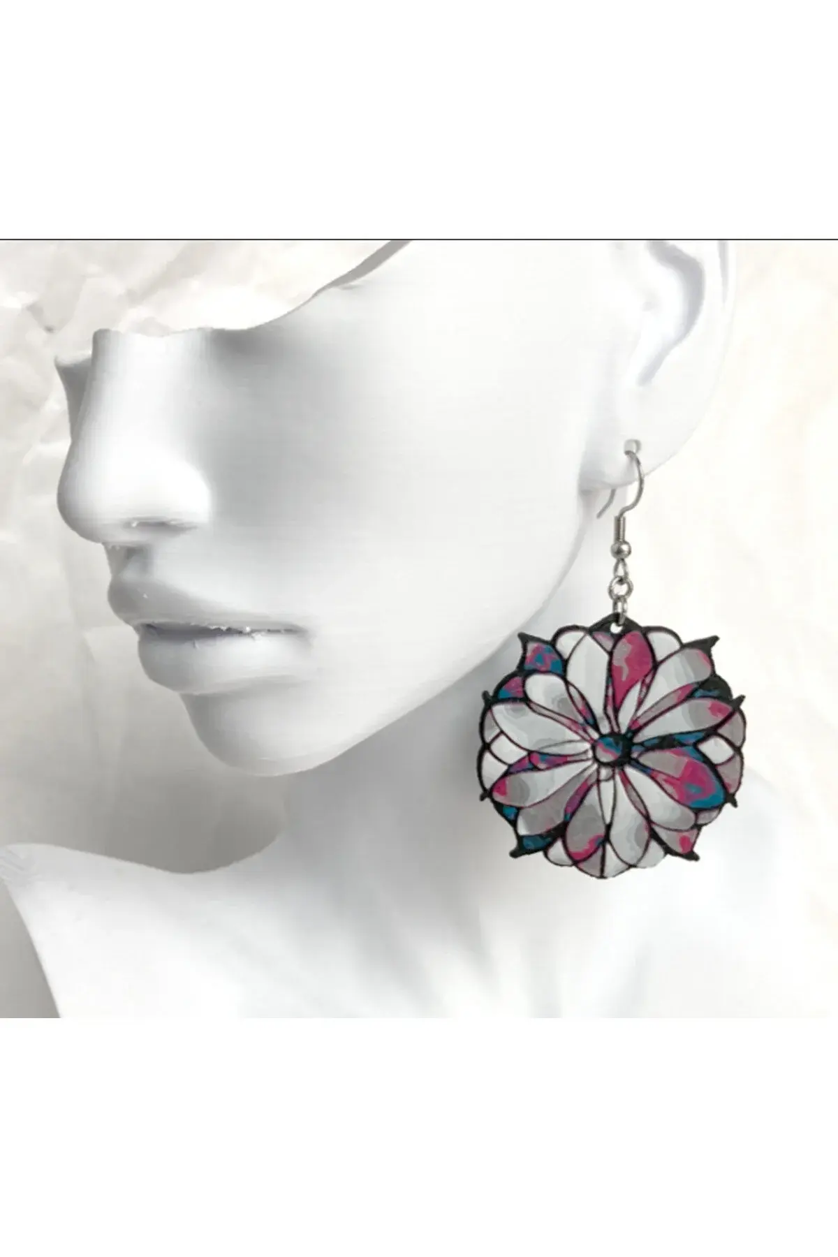 Vitray Çiçek Küpe