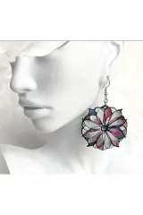 Vitray Çiçek Küpe