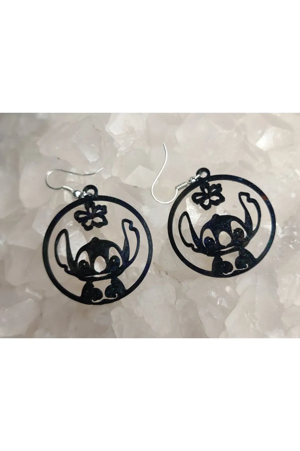Stitch Küpeler Siyah